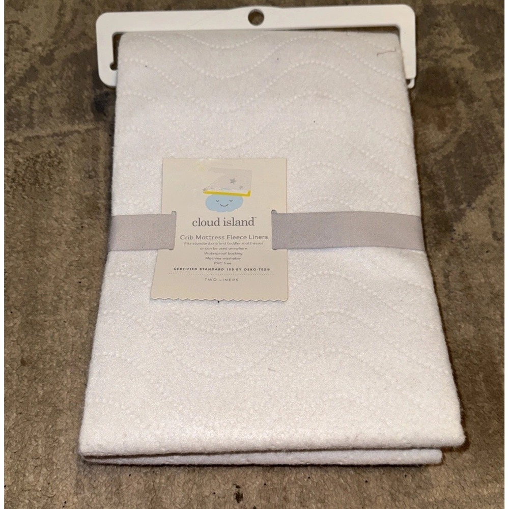 Cloud Island Waterproof Crib / Toddler Fleece Mattress Liner  Set Of (2) New